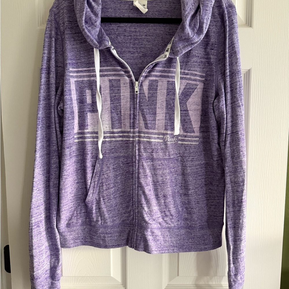 VS PINK purple zip hoodie, size L